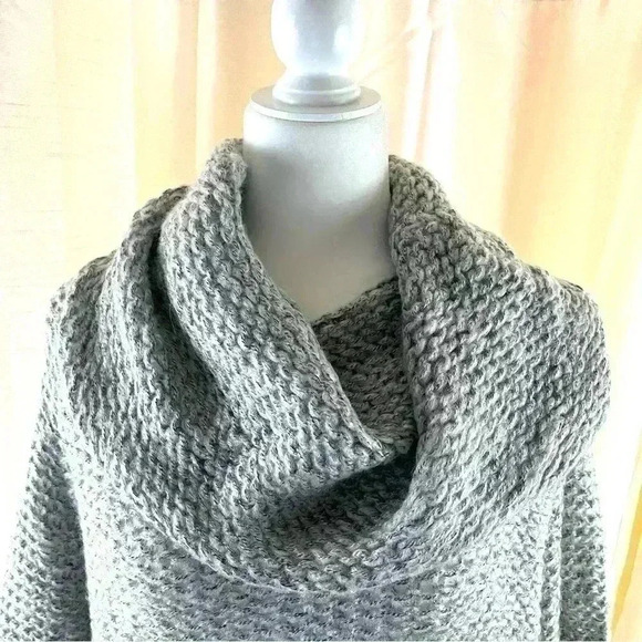 NWOT Debut Nordstrom Gray Loose Knit Crop Cowl Neck Cinch Waist Sweater Size S - Picture 3 of 12